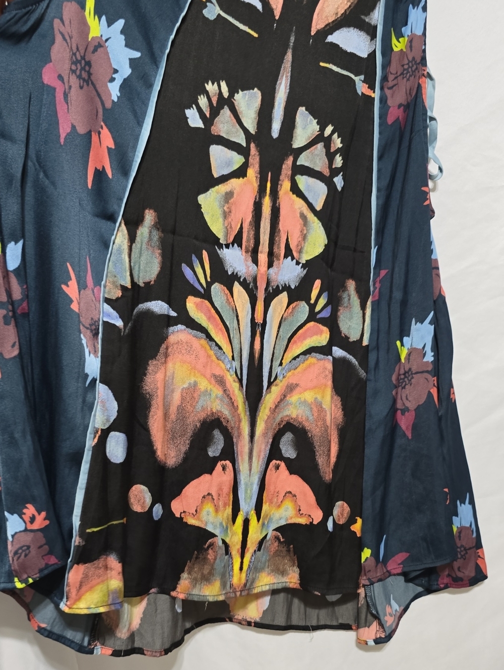 Free People Dream Free Printed Tunic Boho Halter Mini Dress Black Blue SP - Picture 7 of 11